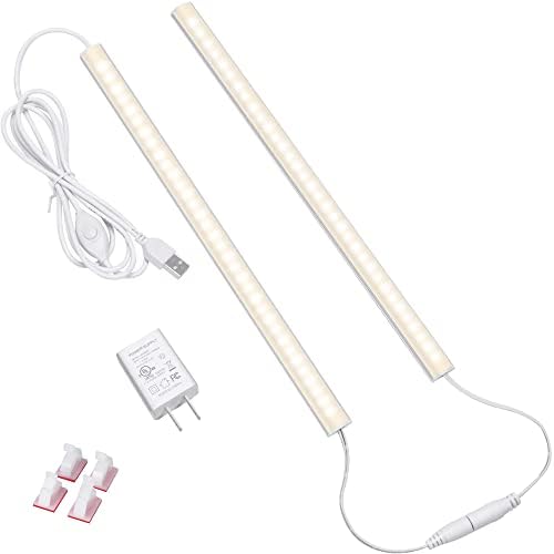 LED Under Cabinet Lighting, 2pcs x 12 Inch Dimmable, USB Plug-in Under Counter L - Image 2