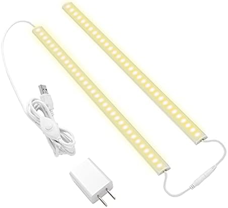 JUSJUBR Under Cabinet Lighting, 2pcs 12" 3000K Dimmable LED Closet Light, USB Pl - Image 2