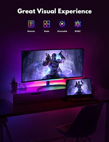 Under Monitor RGB Light Bar, LED Light for Desk Gaming Setup, USB Powered Keyboa - Image 3