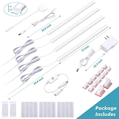 JUSJUBR 4-Pack Cold White Display Shelf Lights, Under Shelf Lighting with Memory - Image 7