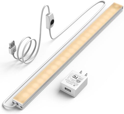 JUSJUBR Under Cabinet Lighting, 2pcs 12" 3000K Dimmable LED Closet Light, USB Pl - Image 18