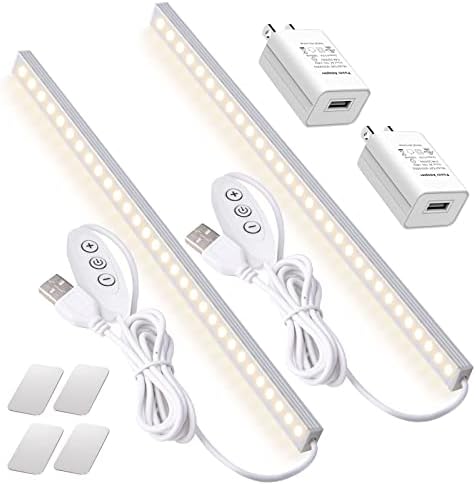 JUSJUBR Plug-in Under Cabinet Lighting, 2pcs 12 Inch Dimmable Closet Light, Cold - Image 16