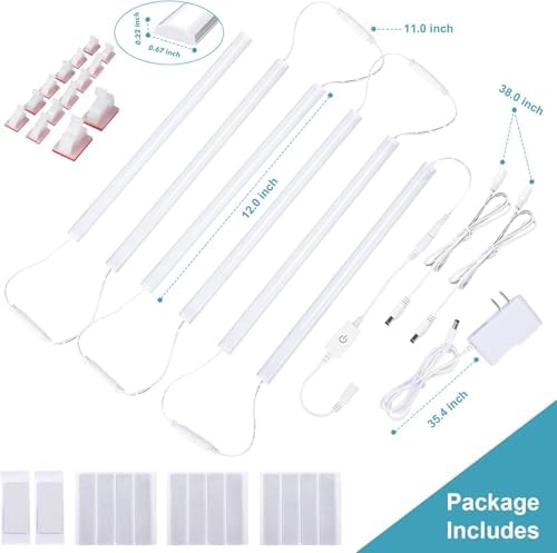 6PCS x 12 Inch Under Cabinet Lights Plug-in, Warm White 3000K Dimmable LED Under - Image 7