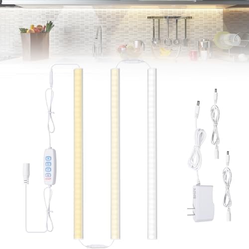 JUSJUBR Plug-in Under Cabinet Lighting, 2pcs 12 Inch Dimmable Closet Light, Cold - Image 11