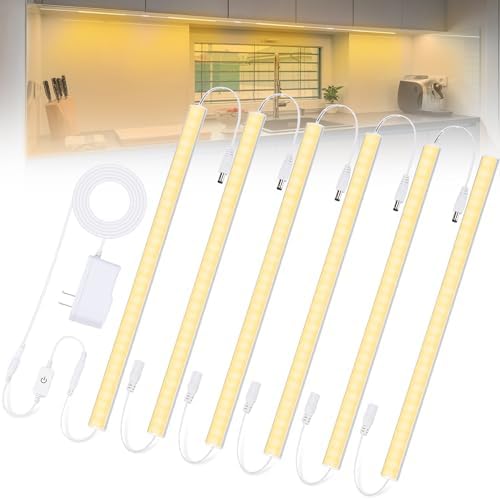 6PCS x 12 Inch Under Cabinet Lights Plug-in, Warm White 3000K Dimmable LED Under - Image 2