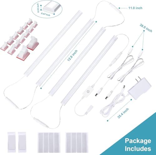 JUSJUBR Under Counter Lights for Kitchen, 4pcs 12 Inch Warm White 3000K Dimmable - Image 7