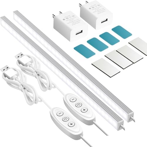 JUSJUBR Plug-in Under Cabinet Lighting, 2pcs 12 Inch Dimmable Closet Light, Cold - Image 17