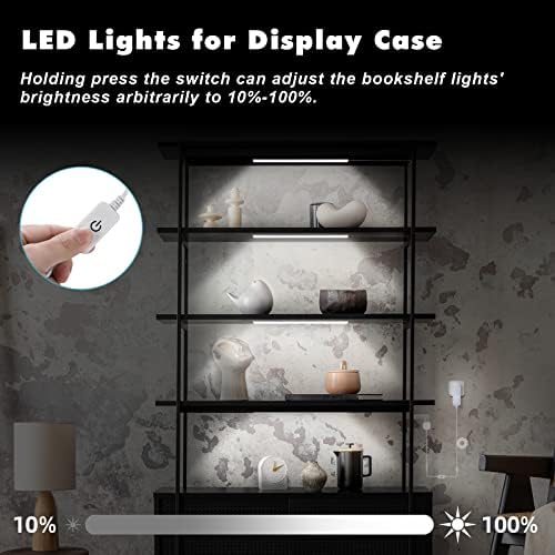 JUSJUBR 4-Pack Cold White Display Shelf Lights, Under Shelf Lighting with Memory - Image 4