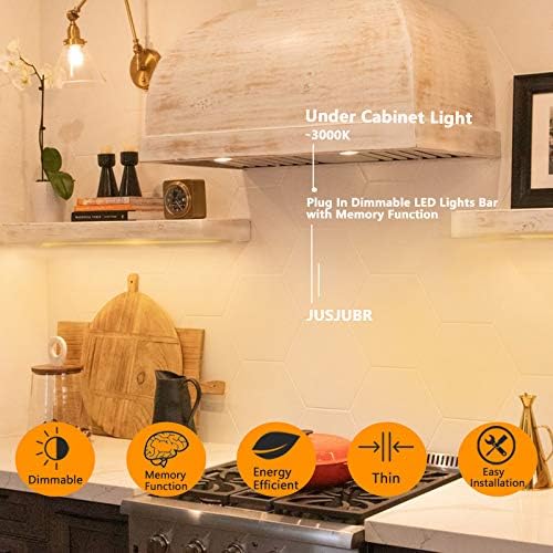JUSJUBR 12-Inch Slim LED Under Cabinet Light with Memory Function, Warm White 30 - Image 3