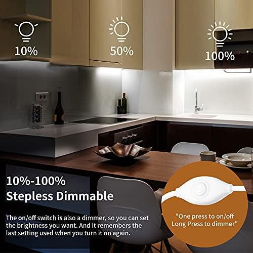 JUSJUBR Plug-in Under Cabinet Lighting, 2pcs 12 Inch Dimmable Closet Light, Cold - Image 4