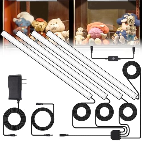 JUSJUBR Display Cabinet Lights, LED Shelf Lighting with Memory Function, 4x12 In - Image 2
