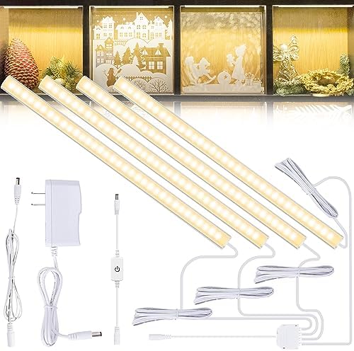 JUSJUBR 4PCS x 12inch Display Cabinet Lights Warm White, Dimmable LED Shelf Ligh - Image 2