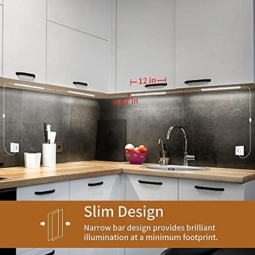 JUSJUBR Plug-in Under Cabinet Lighting, 2pcs 12 Inch Dimmable Closet Light, Cold - Image 3