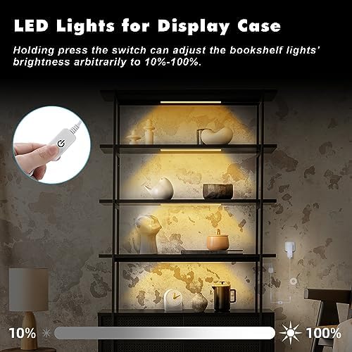 JUSJUBR 4PCS x 12inch Display Cabinet Lights Warm White, Dimmable LED Shelf Ligh - Image 4