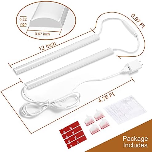 LED Under Cabinet Lighting, 2pcs x 12 Inch Dimmable, USB Plug-in Under Counter L - Image 7