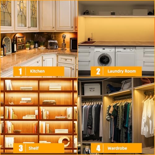 6PCS x 12 Inch Under Cabinet Lights Plug-in, Warm White 3000K Dimmable LED Under - Image 6