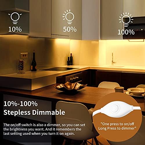 JUSJUBR Under Cabinet Lighting, 2pcs 12" 3000K Dimmable LED Closet Light, USB Pl - Image 4