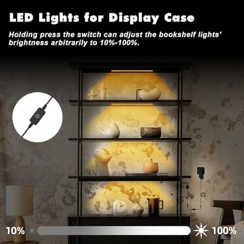JUSJUBR Led Shelf Lights, 4x12 Inch Warm White 3000K Dimmable Shelf Lighting wit - Image 4