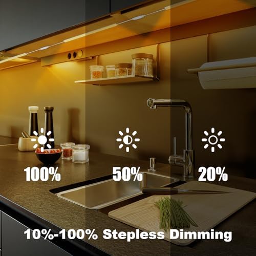 6PCS x 12 Inch Under Cabinet Lights Plug-in, Warm White 3000K Dimmable LED Under - Image 4