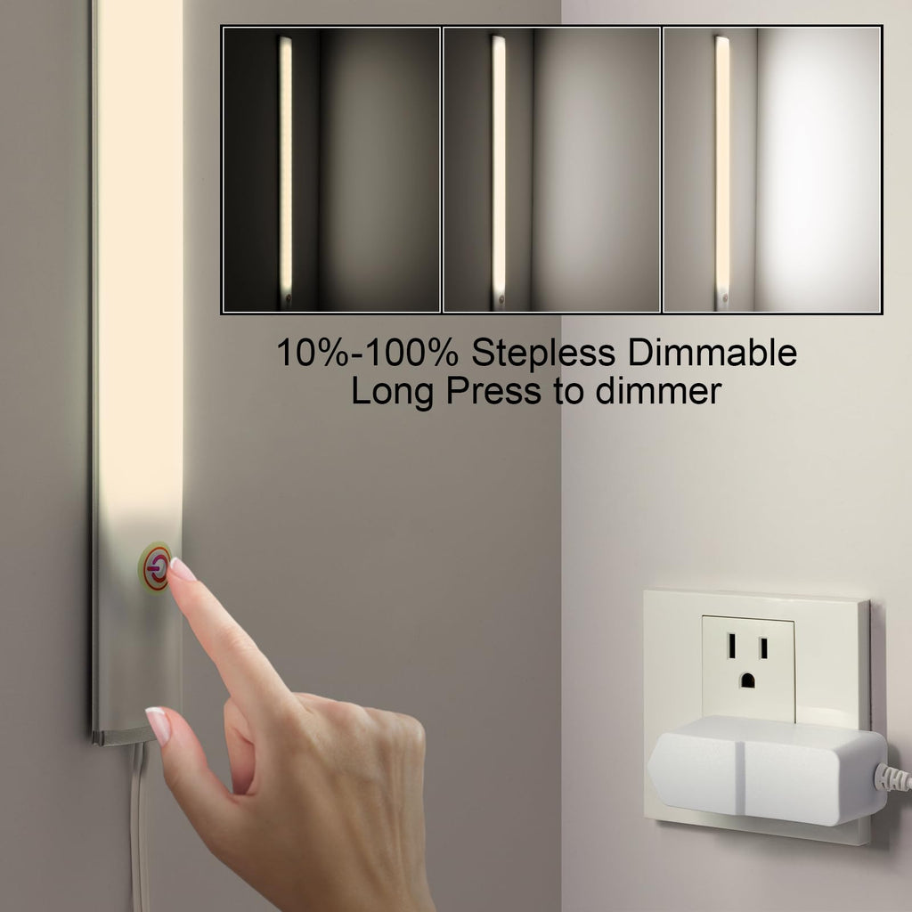 Under Cabinet Lights, 12 Inch Dimmable LED Under Cabinet Lighting, Natural White 4000K, Slim Under-Counter Light Fixtures with Memory Function, Under Counter Lights for Kitchen, Desk Light Bar