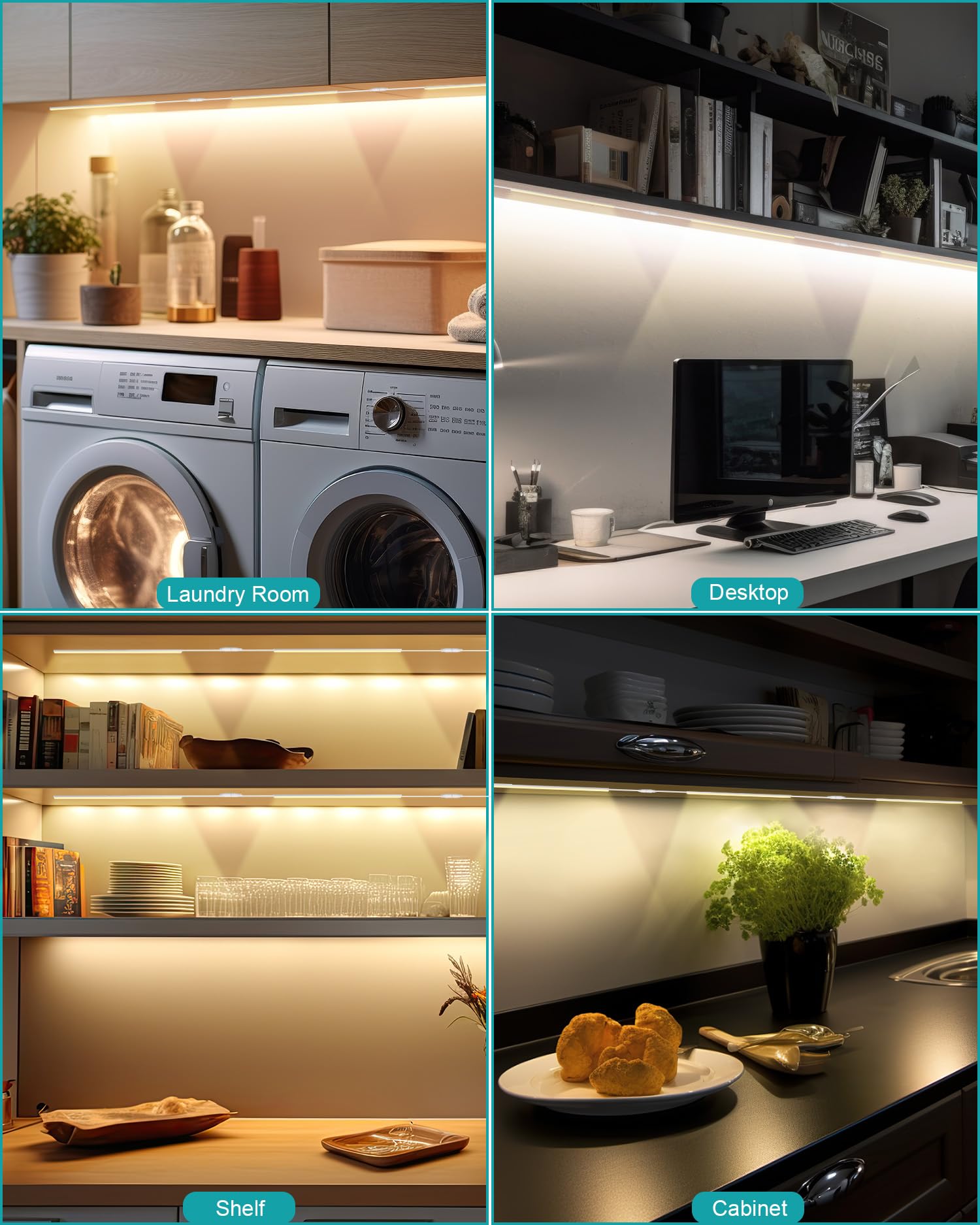 Under Cabinet Lights, 12 Inch Dimmable LED Under Cabinet Lighting, Natural White 4000K, Slim Under-Counter Light Fixtures with Memory Function, Under Counter Lights for Kitchen, Desk Light Bar