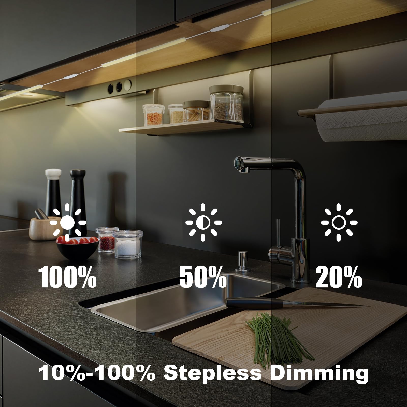 Under Cabinet Lights, 12 Inch Dimmable LED Under Cabinet Lighting, Natural White 4000K, Slim Under-Counter Light Fixtures with Memory Function, Under Counter Lights for Kitchen, Desk Light Bar