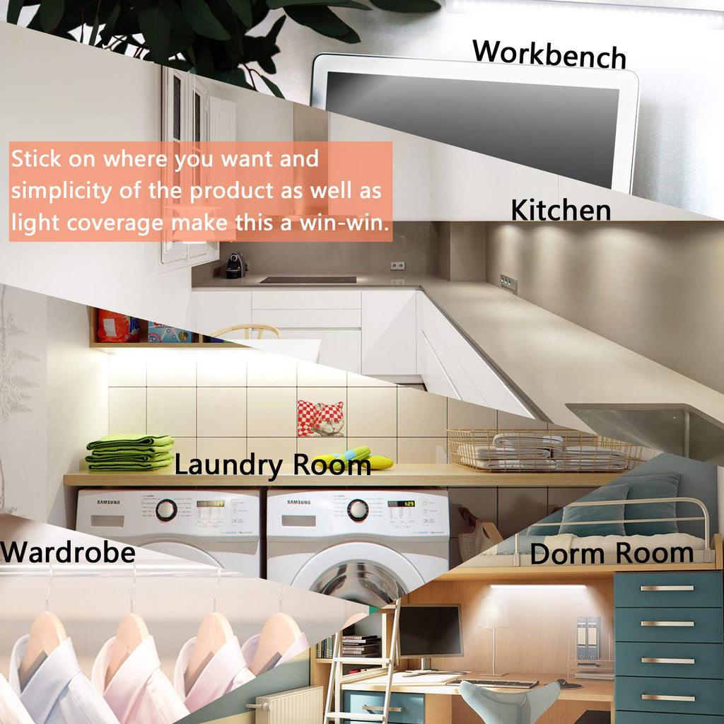 Under Cabinet Lights, 12 Inch Dimmable LED Under Cabinet Lighting, Natural White 4000K, Slim Under-Counter Light Fixtures with Memory Function, Under Counter Lights for Kitchen, Desk Light Bar