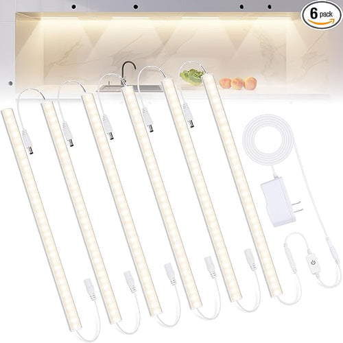 6PCS x 12 inch Under Cabinet LED Lights 4500K, Dimmable Under Counter Lights for Kitchen, Led Under 