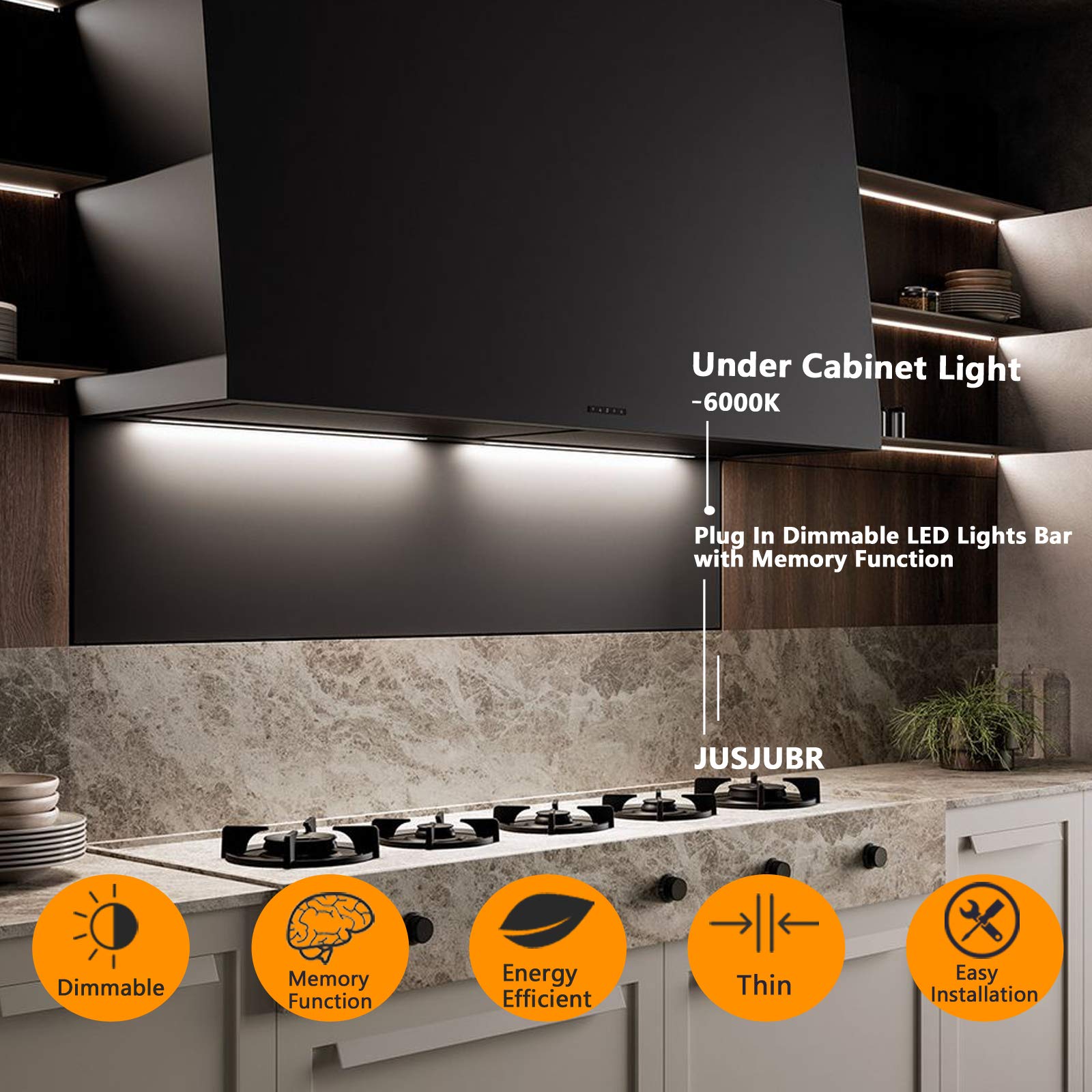 Under Cabinet Lights, 12 Inch Dimmable LED Under Cabinet Lighting, Natural White 4000K, Slim Under-Counter Light Fixtures with Memory Function, Under Counter Lights for Kitchen, Desk Light Bar