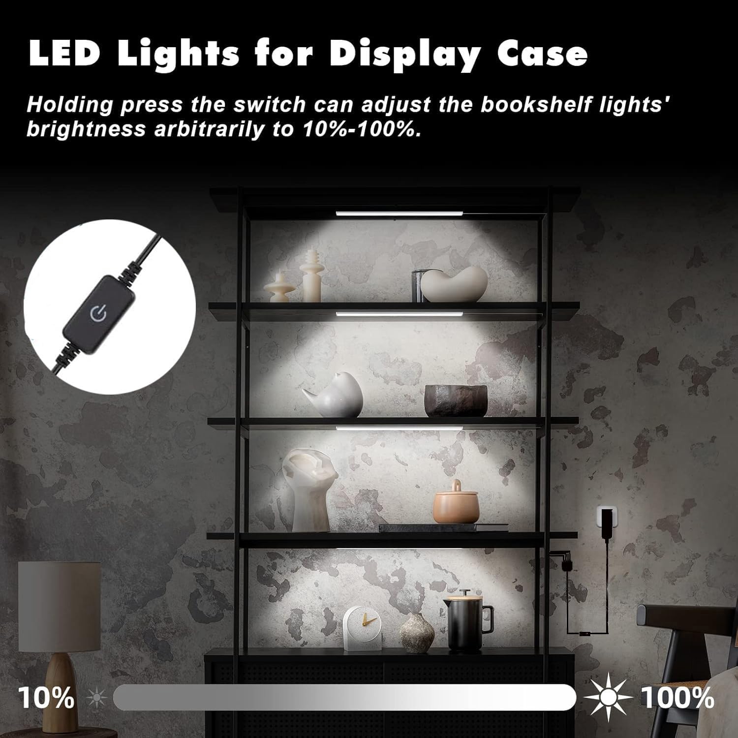 JUSJUBR Black Shell Display Case Lights, LED Lights for Display Case with Memory - Image 13
