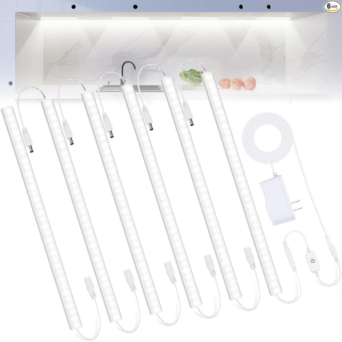6PCS x 12 inch LED Under Cabinet Lighting 6500K, Dimmable Under Counter Lights f - Image 1