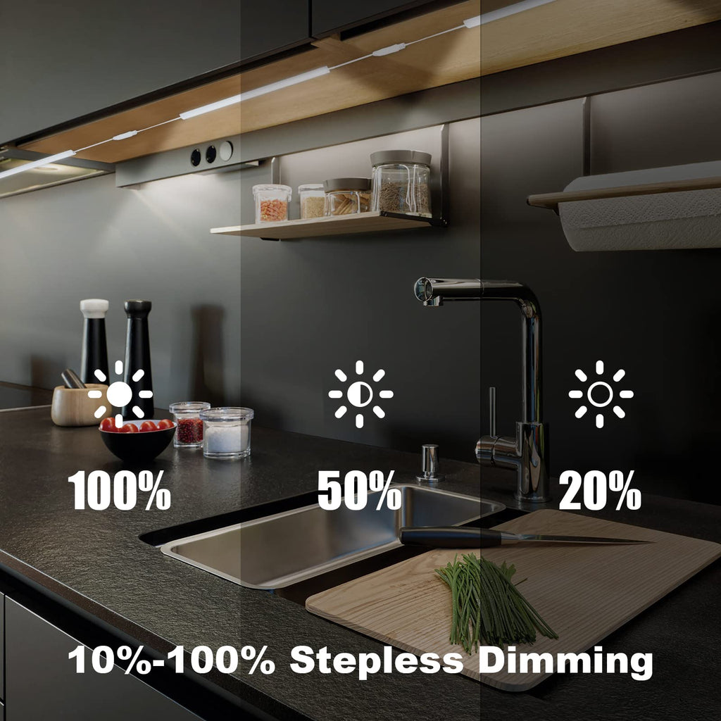 Under Cabinet Lights, 12 Inch Dimmable LED Under Cabinet Lighting, Natural White 4000K, Slim Under-Counter Light Fixtures with Memory Function, Under Counter Lights for Kitchen, Desk Light Bar