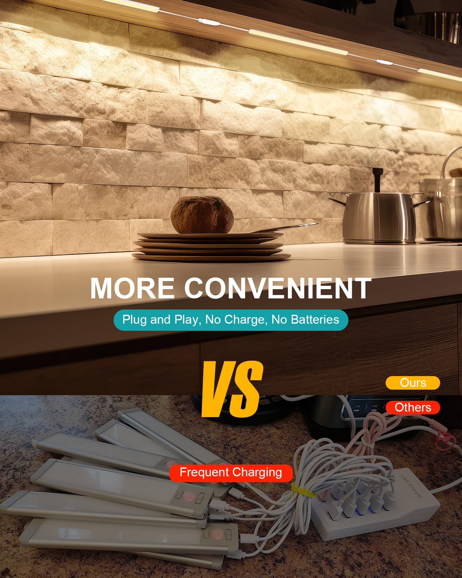 Under Cabinet Lights, 12 Inch Dimmable LED Under Cabinet Lighting, Natural White 4000K, Slim Under-Counter Light Fixtures with Memory Function, Under Counter Lights for Kitchen, Desk Light Bar