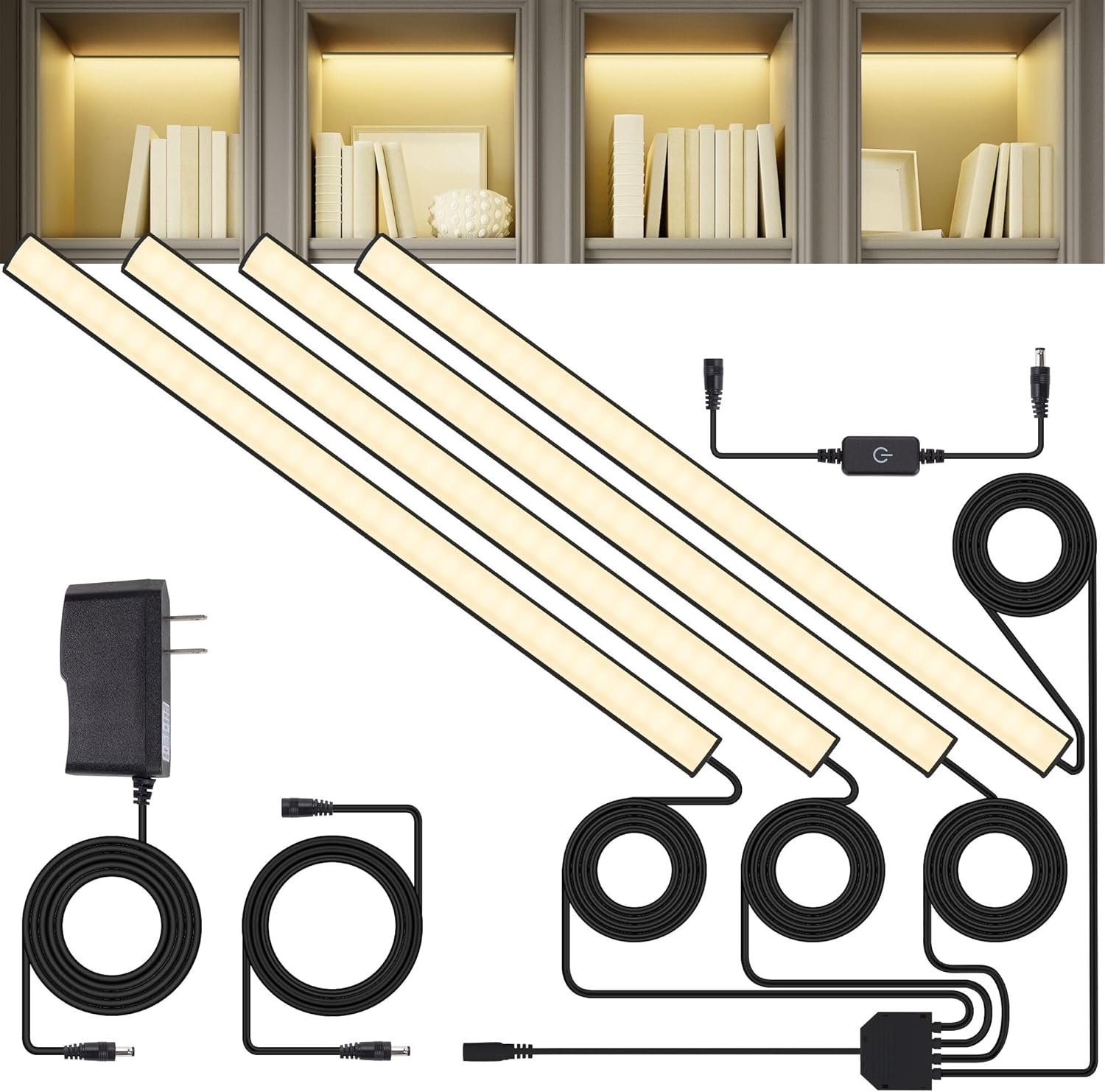 JUSJUBR 4x12 Inch Natural White 4500K Shelf Lights, Dimmable Shelf Lighting with - Image 1
