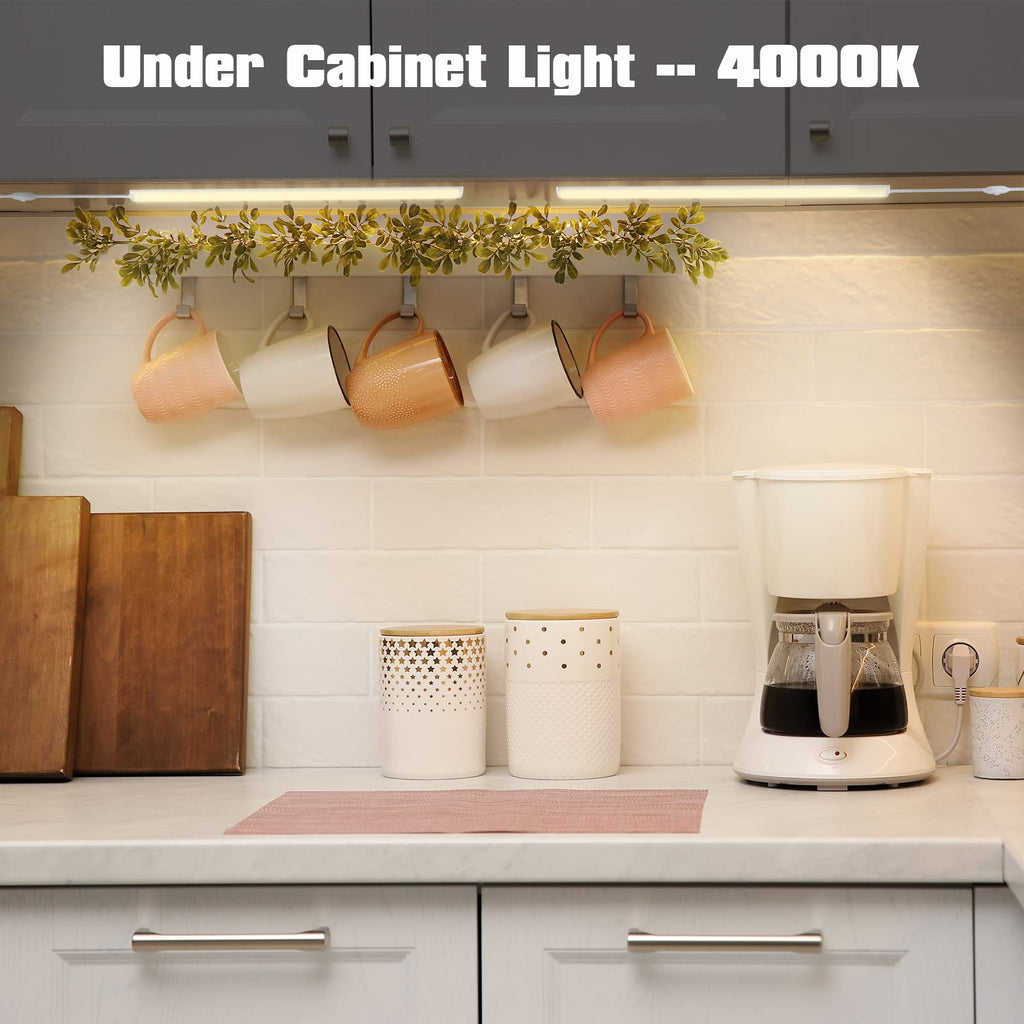 Under Cabinet Lights Plug in, 3 Pcs 12 Inch Thin Under Cabinet Lighting, Natural White Under Counter Lights for Kitchen, Dimmable LED Light Bar for Cabinet, Counter, Workbench, Desk Visit the JUSJUBR Store