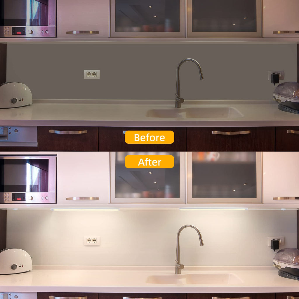 Under Cabinet Lights Plug in, 3 Pcs 12 Inch Thin Under Cabinet Lighting, Natural White Under Counter Lights for Kitchen, Dimmable LED Light Bar for Cabinet, Counter, Workbench, Desk Visit the JUSJUBR Store