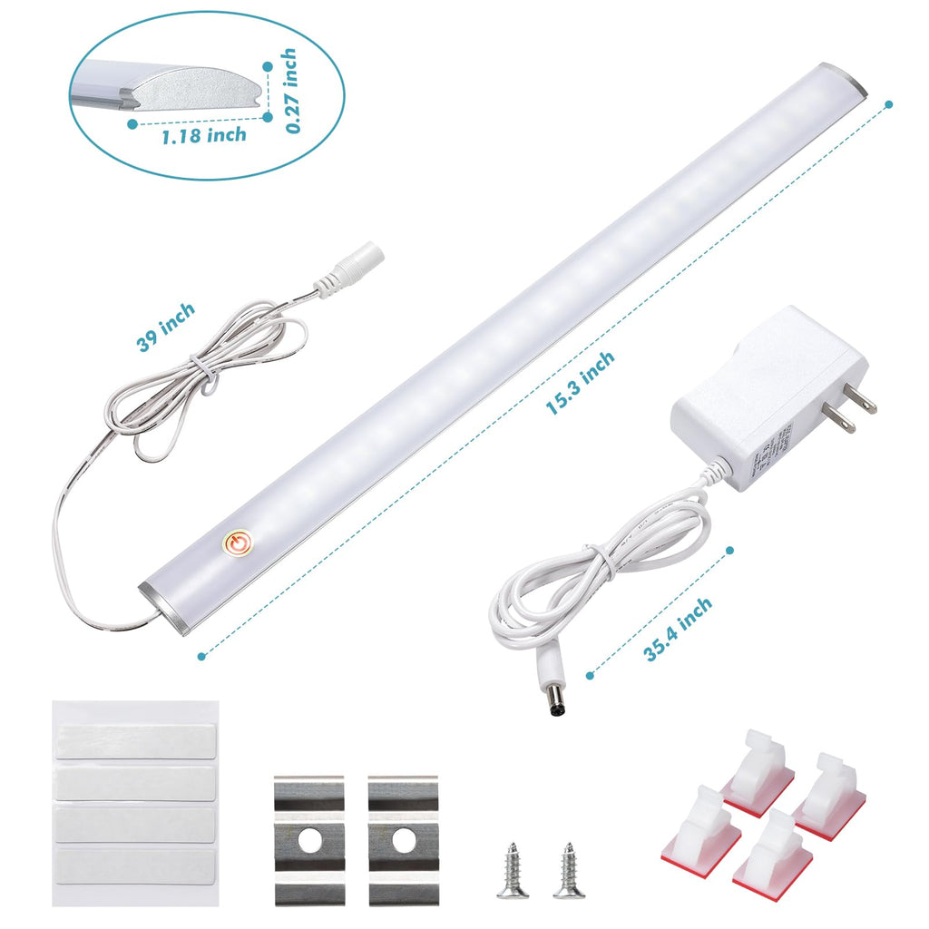 Under Cabinet Lighting Natural White 4000K, Dimmable Under Cabinet Lights with Touch Switch, LED Under Counter Lighting for Desk