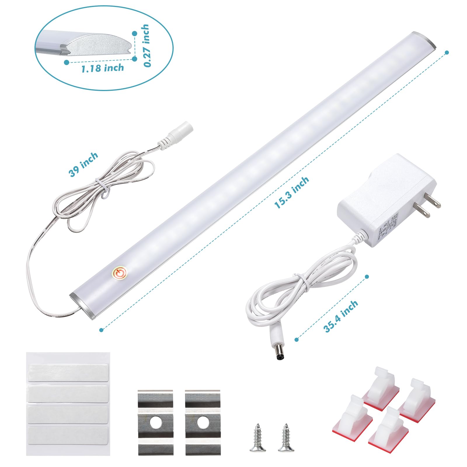 Under Cabinet Lighting Natural White 4000K, Dimmable Under Cabinet Lights with Touch Switch, LED Under Counter Lighting for Desk